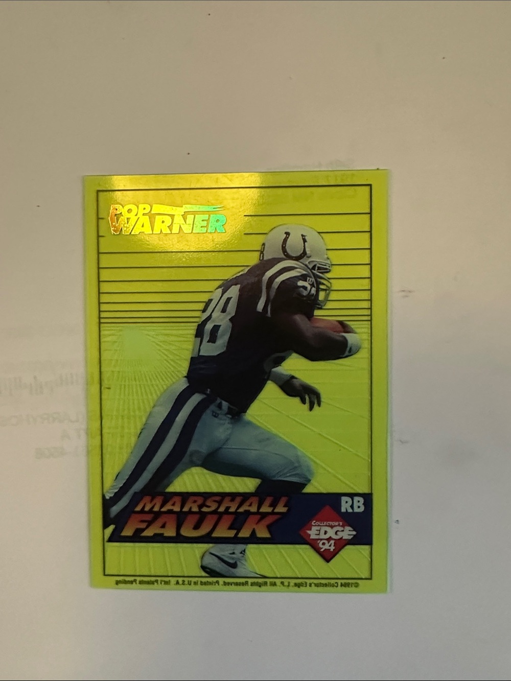 Marshall Faulk Rookie Edge Pop Warner Football card mint condition